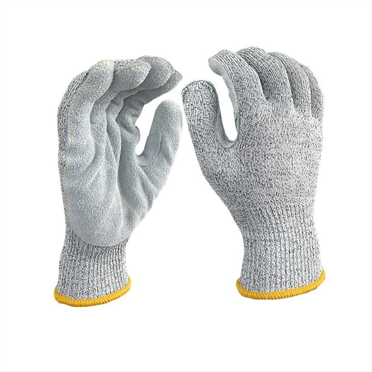 Heavy Duty HPPE Cut Resistant Palm Leather Mechanics Construction Gloves